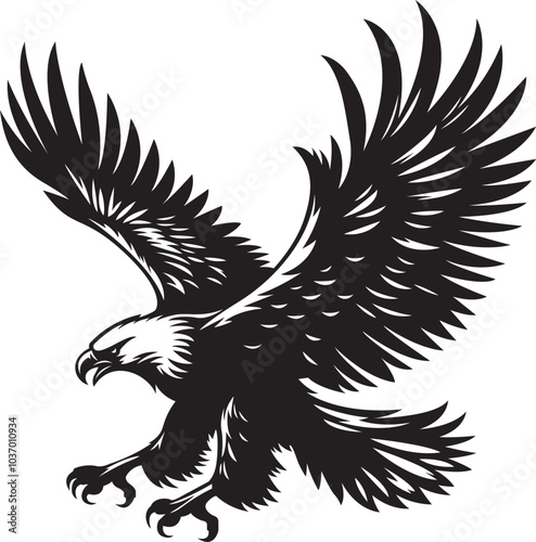 The silhouette of wild eagle vector art