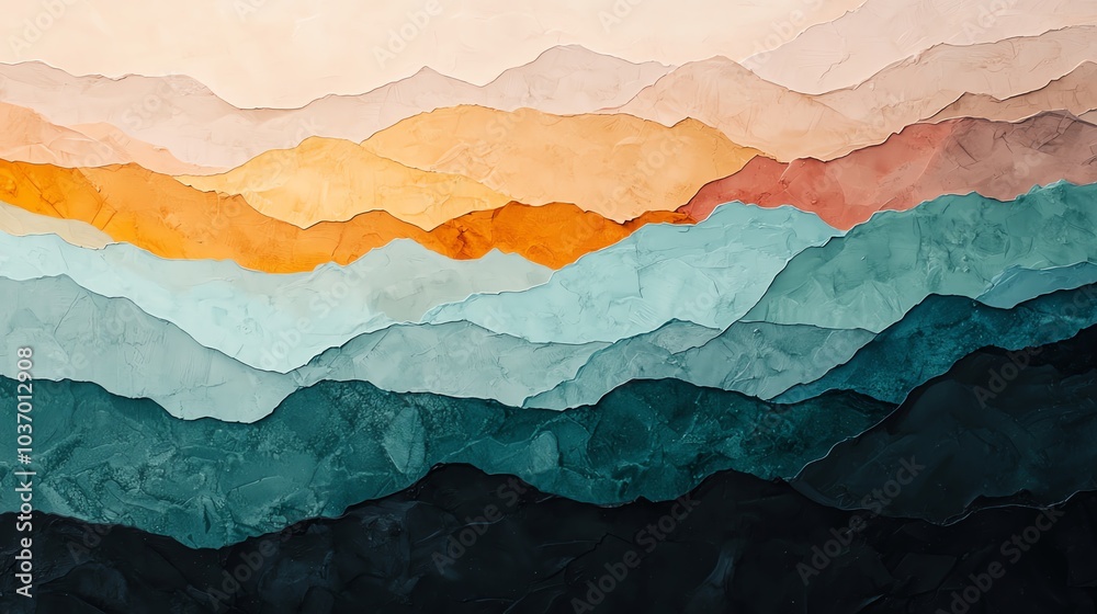 Overhead vision of advanced mining operations, layered landscapes with precise textures, soft pastel colors, creating harmony between industry and nature, watercolor aesthetics Overhead vision of advanced mining operations, layered landscapes with precise textures, soft pastel colors, creating harmony between industry and nature, watercolor aesthetics