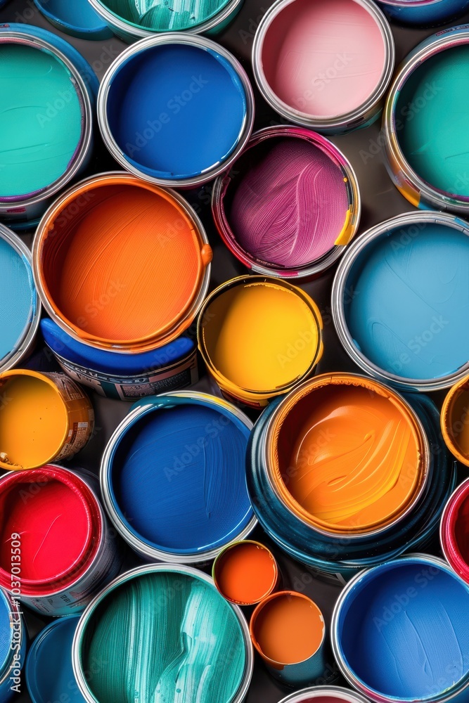 Vibrant Paint Cup Collection on White Background. Vibrant Paint Cup Collection on White Background.