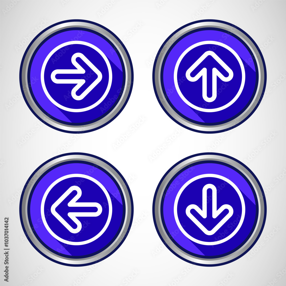 Right, Left, Up, Down Arrow Icon Design Illustration, Arrow Sign For Apps And Websites, Blue Shadow Button Design Right, Left, Up, Down Arrow Icon Design Illustration, Arrow Sign For Apps And Websites, Blue Shadow Button Design