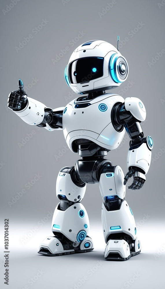 Cute robot pointing with copy space Cute robot pointing with copy space