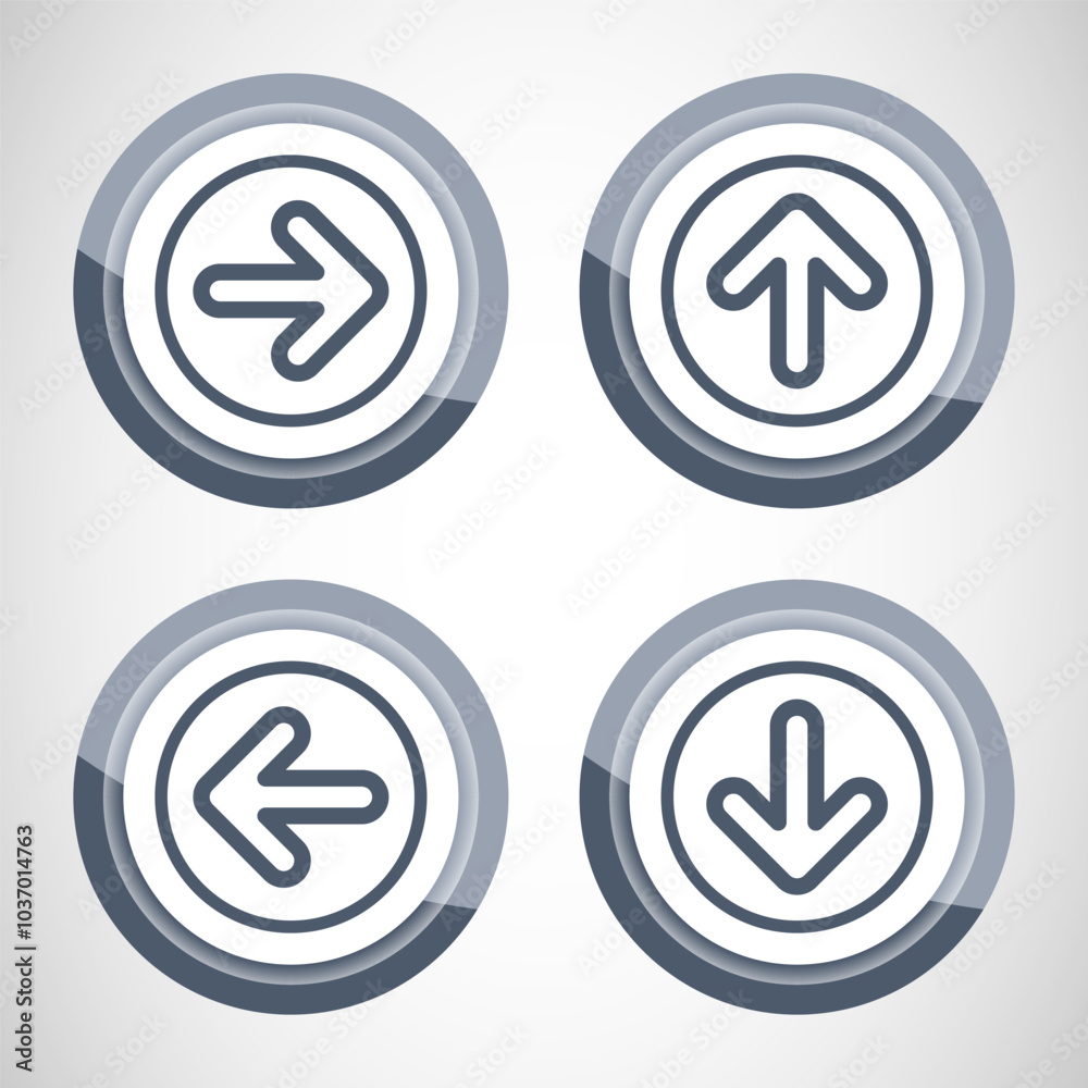 Right, Left, Up, Down Arrow Icon Design Illustration, Arrow Sign For Apps And Websites, Gray Color Button Design Right, Left, Up, Down Arrow Icon Design Illustration, Arrow Sign For Apps And Websites, Gray Color Button Design