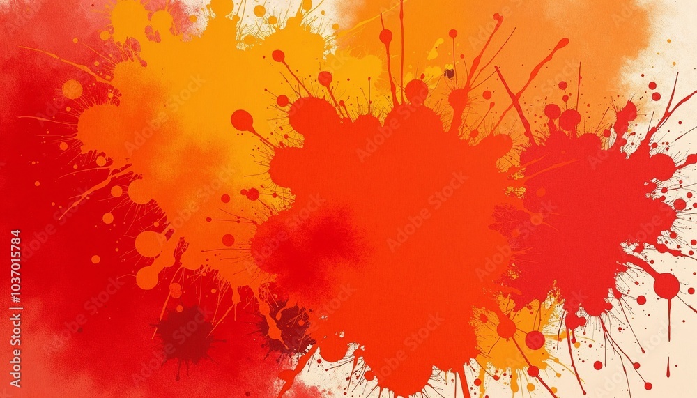Fototapeta premium Abstract vibrant orange and red watercolor splash on white background with copy space