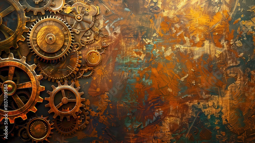 old brass gears metal backg...