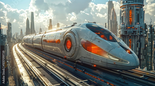 High speed modern train in ...