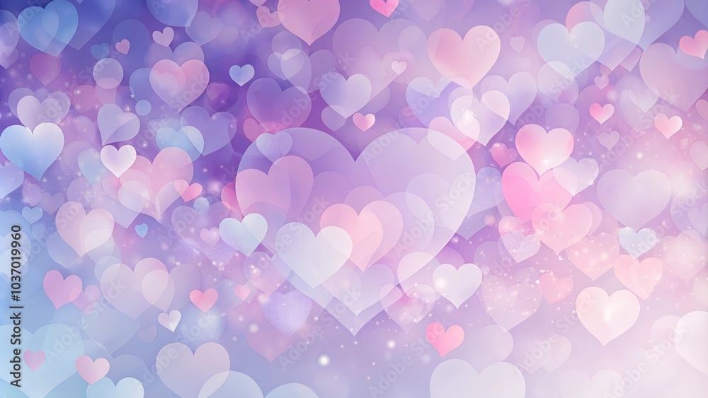 Pastel pink and purple heart bokeh background. Pastel pink and purple heart bokeh background.