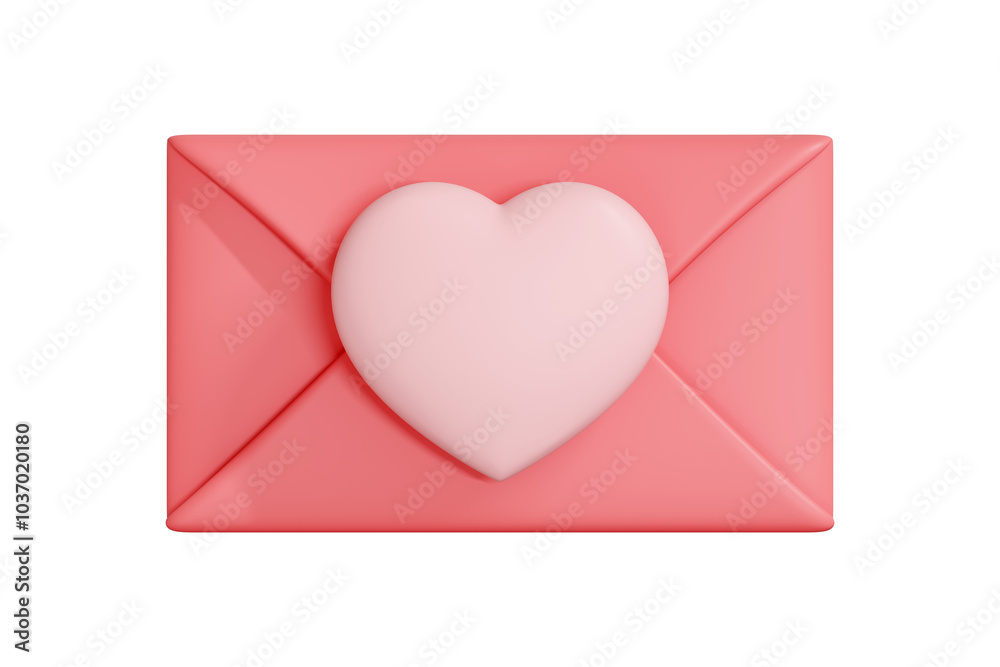 Pink envelope sealed with a white heart, representing love, romance, and heartfelt communication. 3D render illustration Pink envelope sealed with a white heart, representing love, romance, and heartfelt communication. 3D render illustration
