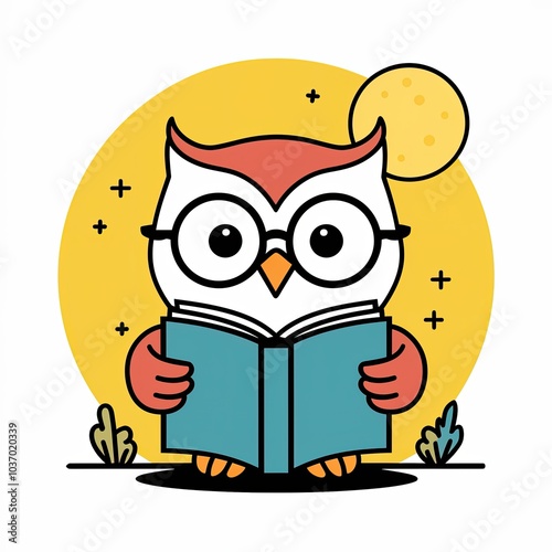 owl reading book photo