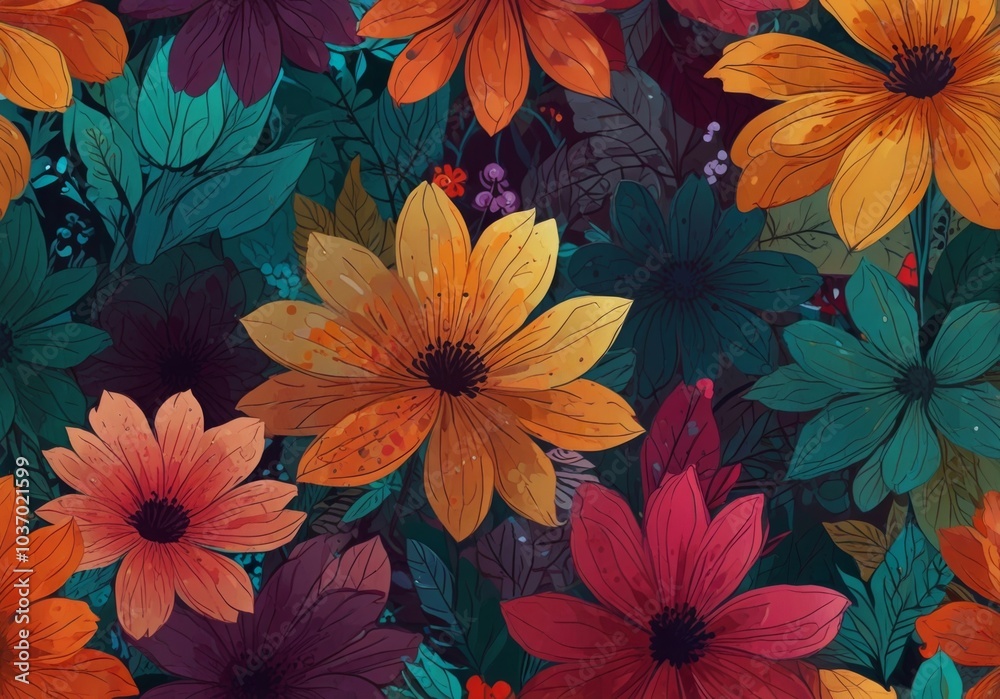 illustration abstract background with flowers illustration abstract background with flowers