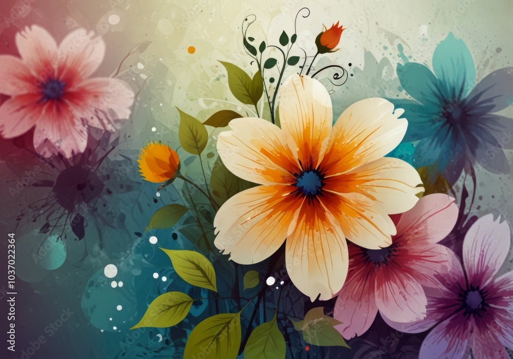 illustration abstract background with flowers illustration abstract background with flowers