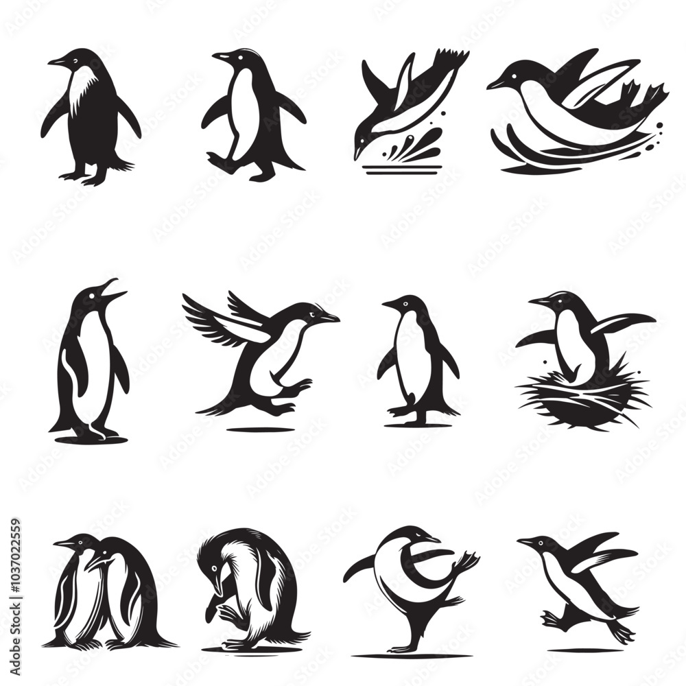 Collection of Cute Adelie penguin ClipArt Design - Adelie penguin Vector illustration in black and white
Collection of Cute Adelie penguin ClipArt Design - Adelie penguin Vector illustration in black and white