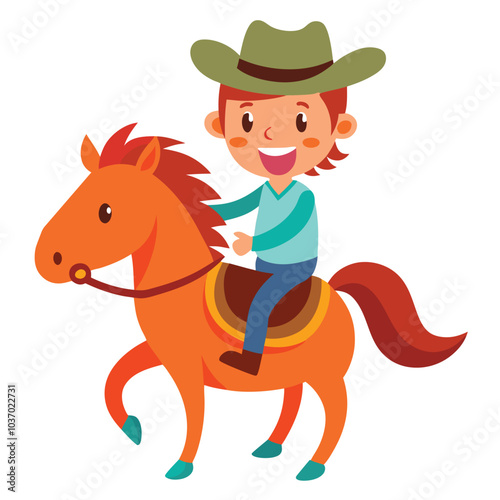 Cartoon Horse and Rider Vector Illustration for Sports and Fun
