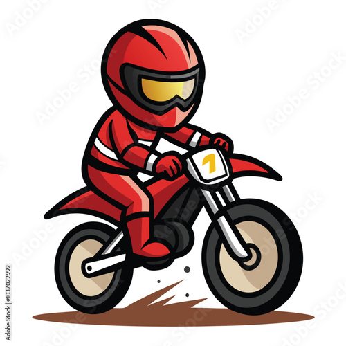 Motorcycle Rider Vector Illustration on White Background