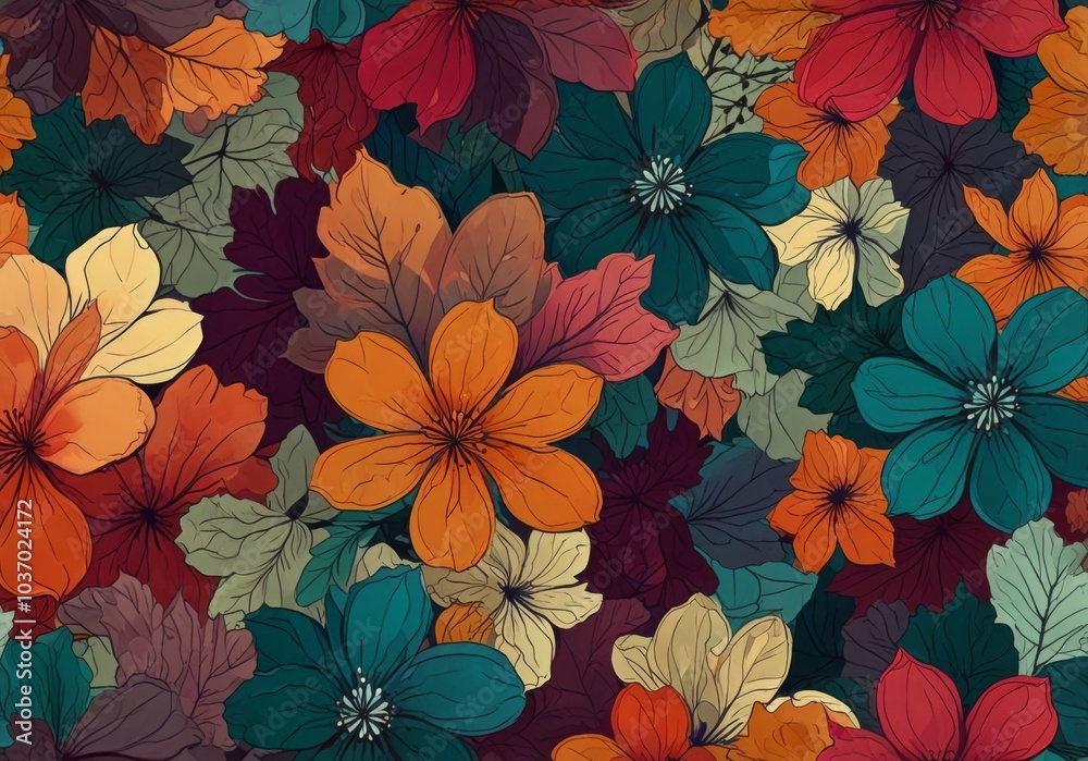 illustration abstract background with flowers illustration abstract background with flowers