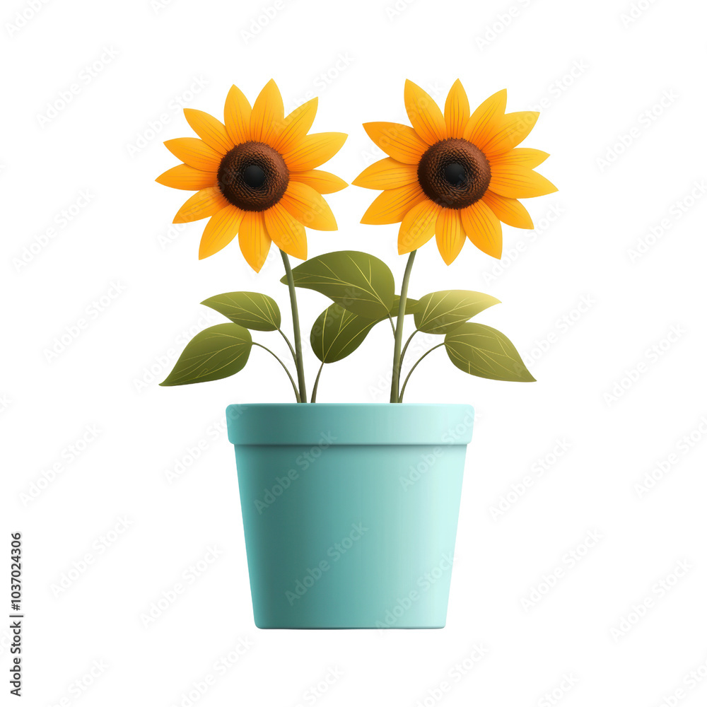 Obraz premium Bright and cheerful sunflowers in light blue pot bring touch of nature indoors, perfect for adding warmth and color to any space. 