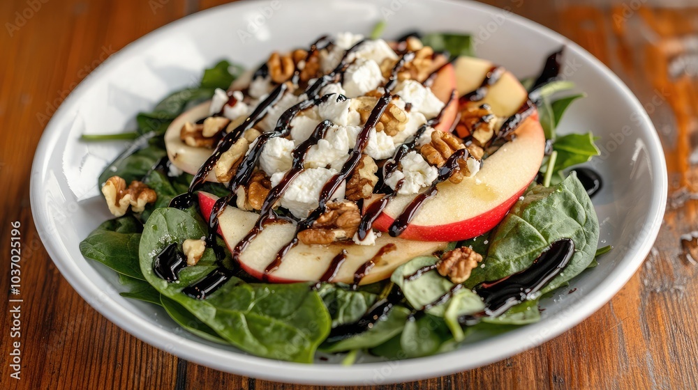 Fresh Spinach Salad with Apples and Goat Cheese Drizzle Fresh Spinach Salad with Apples and Goat Cheese Drizzle