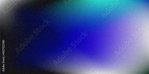 Blue black and sea green  Gradient grainy noise texture background. Wave granny banner, poster, wallpaper background.