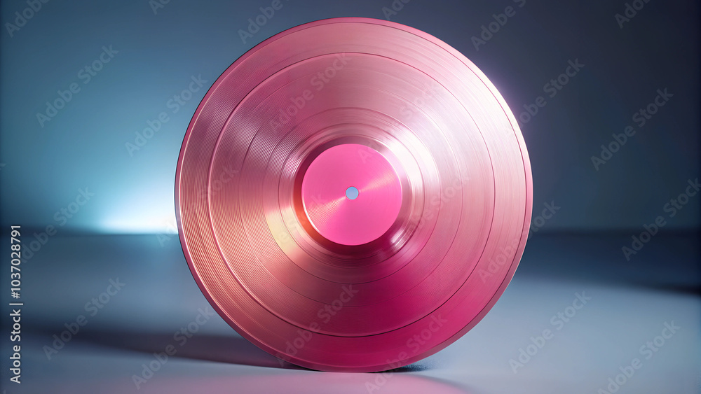 Pink vinyl record on a blue background
Pink vinyl record on a blue background