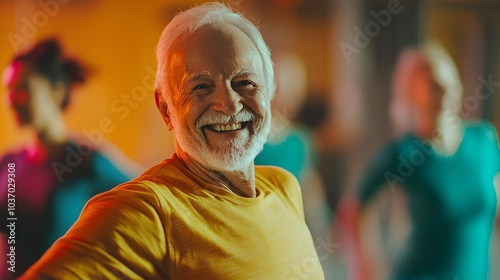 Wallpaper Mural Joyful Elderly Man in Group Aerobics Class Torontodigital.ca