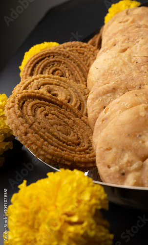 Diwali snacks Diwali faral Festival food items Festival snacks from Maharashtra photo