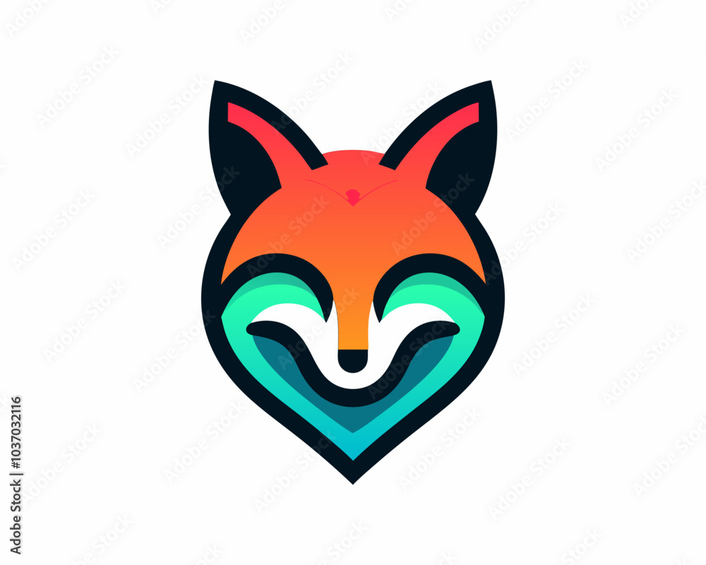 Fototapeta premium Colorful fox logo design icon symbol vector illustration