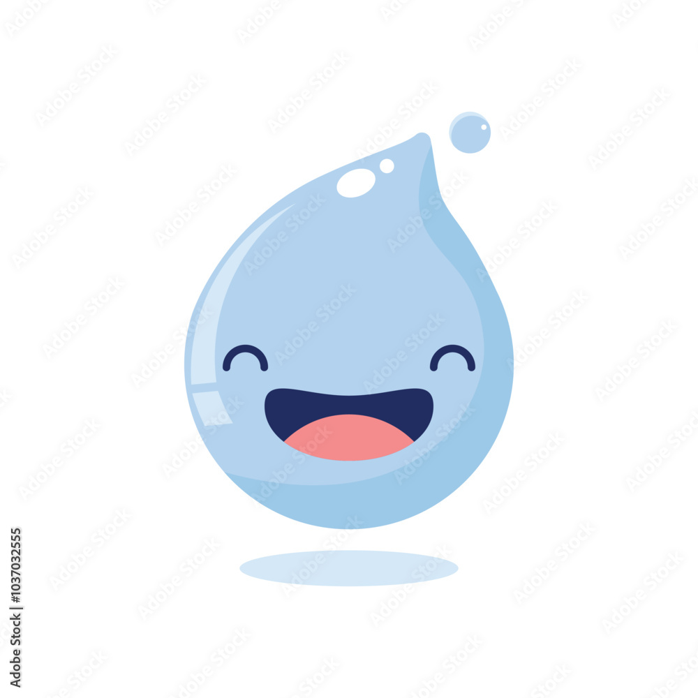 Fototapeta premium cute and funny 2d illustration of a cartoon character a water drop on white background background