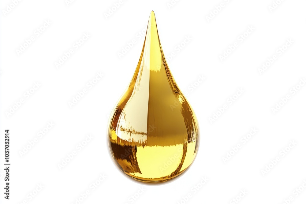Golden Liquid Splashing. Abstract Oil Droplet in Shiny Yellow Color on White Background Golden Liquid Splashing. Abstract Oil Droplet in Shiny Yellow Color on White Background
