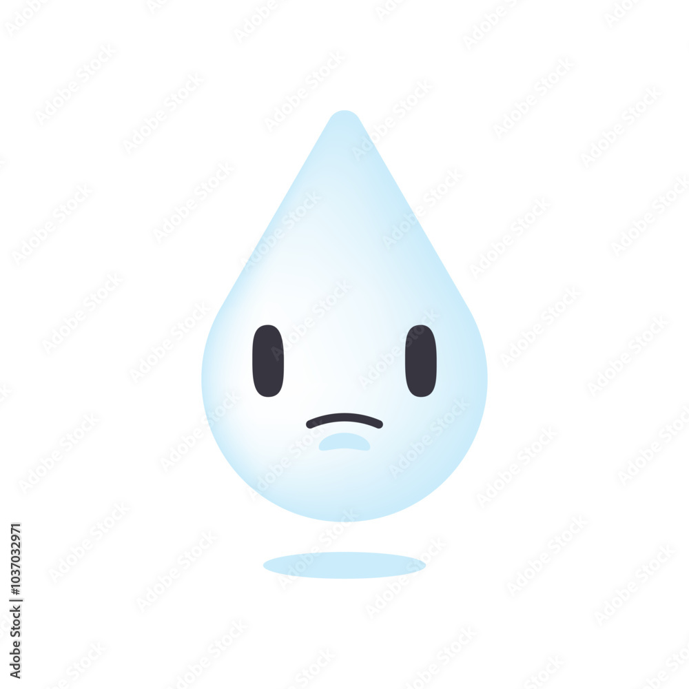 cute and funny 2d illustration of a cartoon character a water drop on white background background