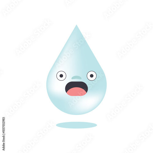 cute and funny 2d illustration of a cartoon character a water drop on white background background