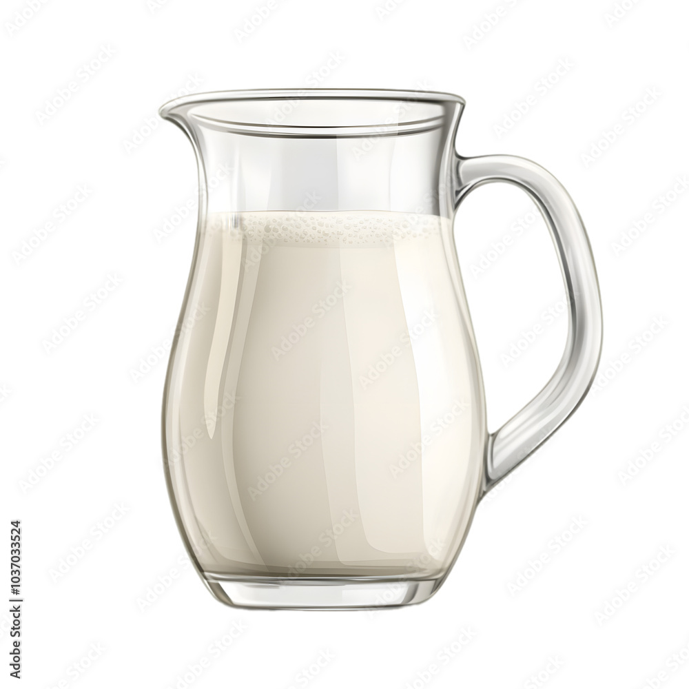 A glass jug of milk, milk filling the jug isolated on a background. A glass jug of milk, milk filling the jug isolated on a background.