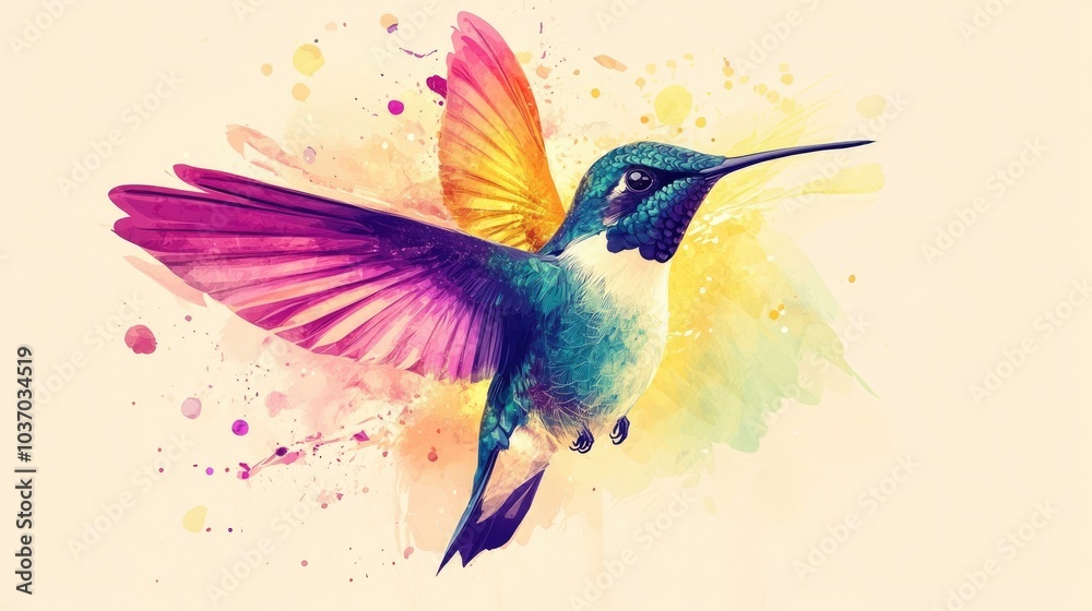 Obraz premium Exotic Hummingbird Logo Design with Minimalist and Modern Silhouette in Tropical Colours