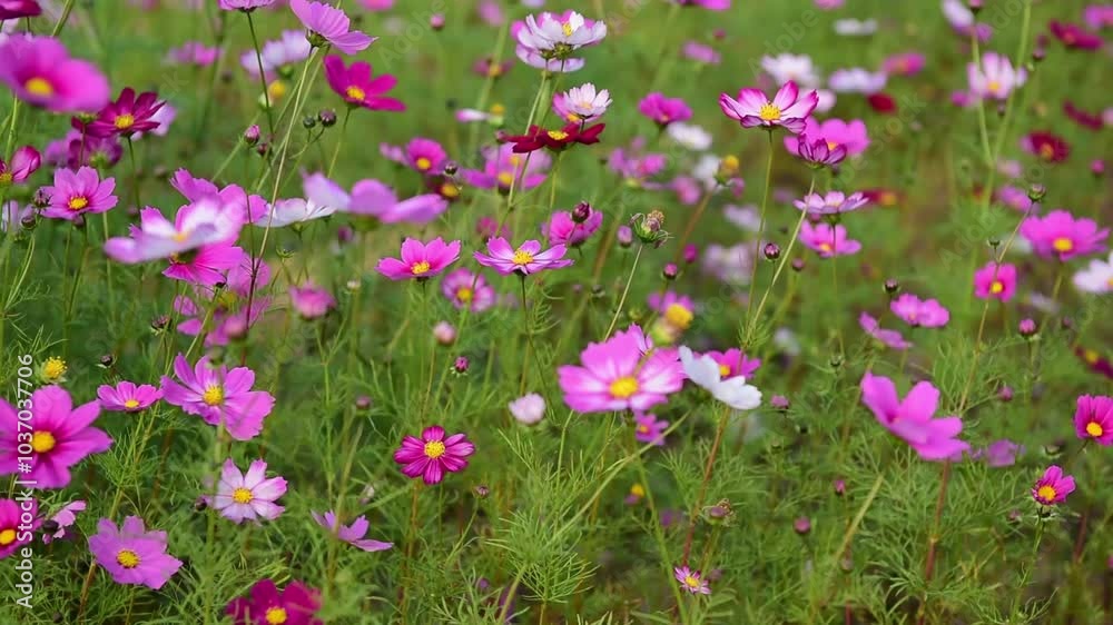Chrysanthemums and Gesang flowers sway in the wind Chrysanthemums and Gesang flowers sway in the wind