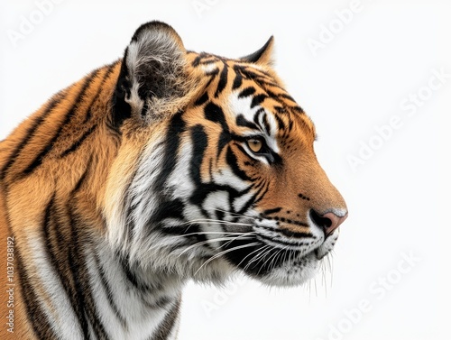 Magnificent Tiger Portrait on Isolated Background in Jungle Setting