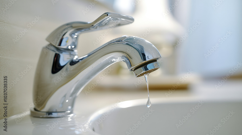 Close-up of a leaking faucet dripping water onto a white porcelain sink, highlighting the urgency of fixing a product issue Close-up of a leaking faucet dripping water onto a white porcelain sink, highlighting the urgency of fixing a product issue
