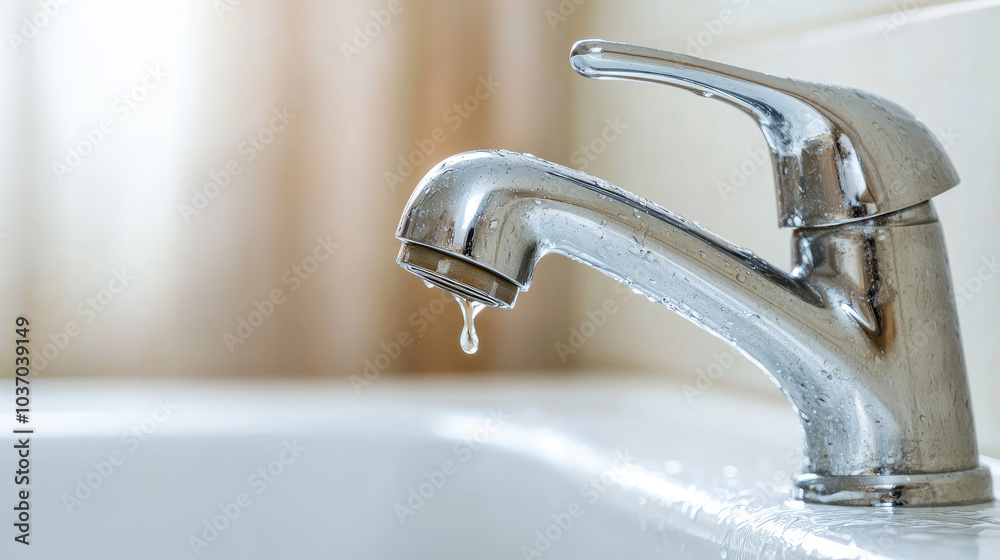 Close-up of a leaking faucet dripping water onto a white porcelain sink, highlighting the urgency of fixing a product issue Close-up of a leaking faucet dripping water onto a white porcelain sink, highlighting the urgency of fixing a product issue
