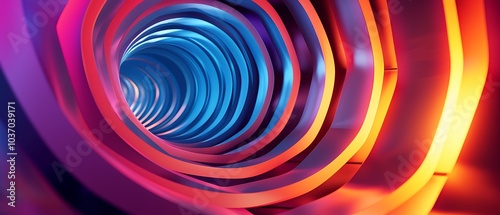 Exploring a vibrant tunnel of light a journey through colorful abstract layers and patterns in a digital space