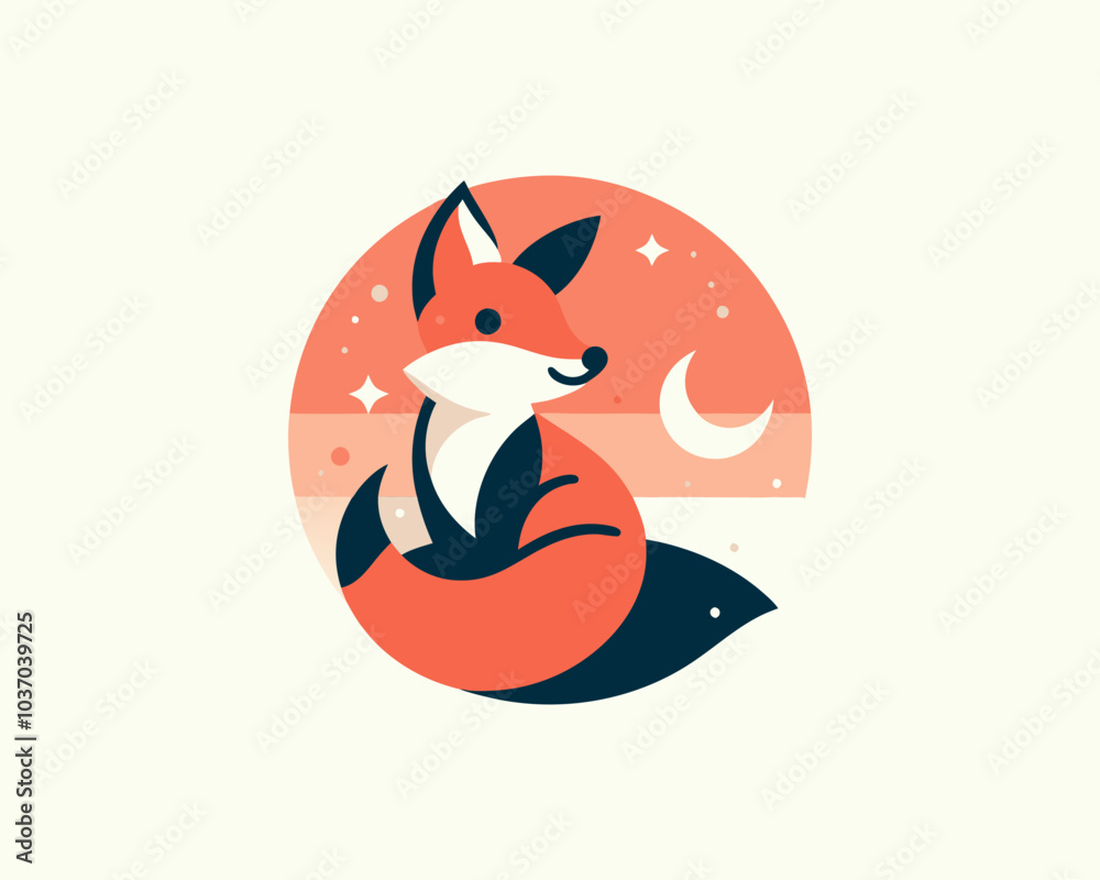 Fototapeta premium Colorful fox logo design icon symbol vector illustration