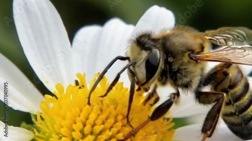 Honey bees look for honey in flowers and in their nests