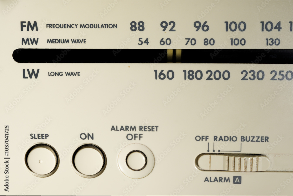 Bern / Switzerland, October 19,2024: Radio with Frequency Scale: A Symbol of the Transition from FM/UKW Broadcasting to DAB+ and Digital Radio in Switzerland Bern / Switzerland, October 19,2024: Radio with Frequency Scale: A Symbol of the Transition from FM/UKW Broadcasting to DAB+ and Digital Radio in Switzerland