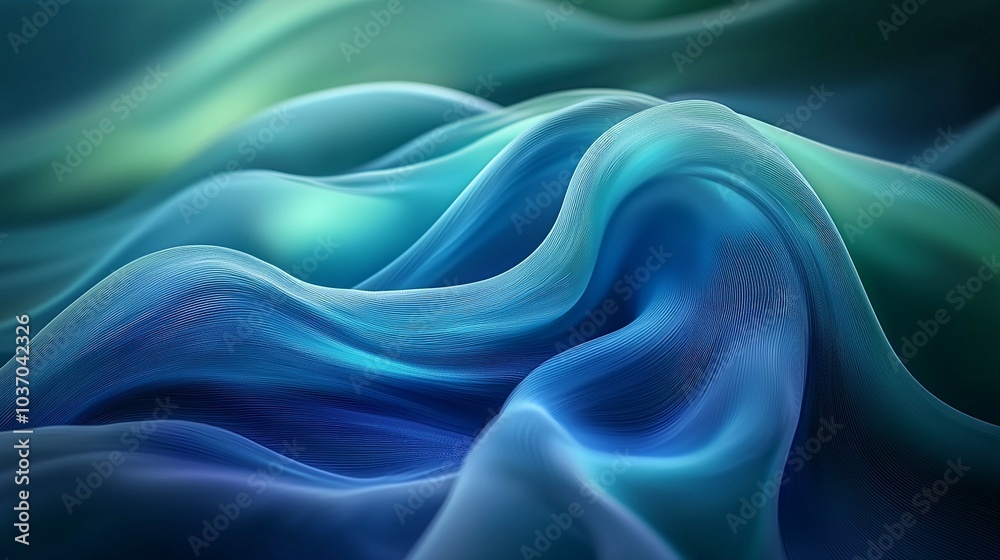 Fototapeta premium Swirling Blue and Green Abstract Design with Soft Light Effects