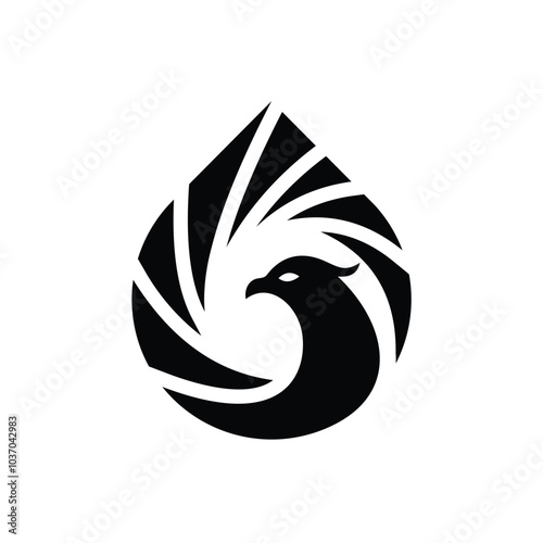 phoenix oil drop and gas logo design vector