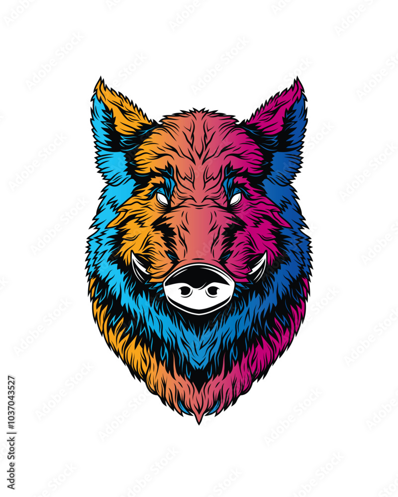 Obraz premium Head of a wild boar. Original vector illustration in vintage style. T-shirt design.