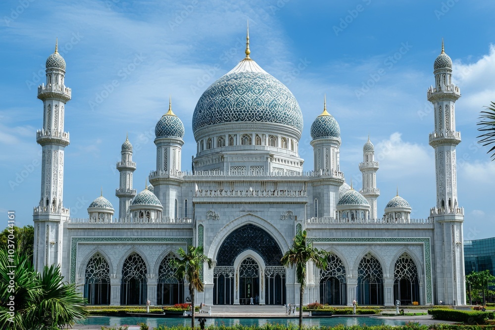 Fototapeta premium Beautiful mosque as a place of worship for Muslims created with Generative AI