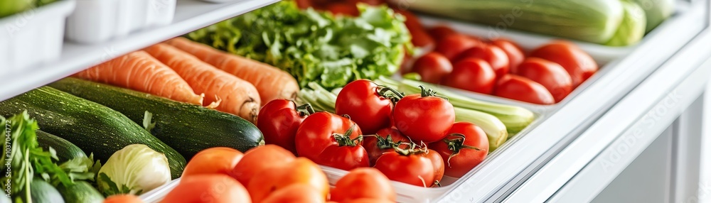 Fresh produce in a refrigerator drawer. Fresh produce in a refrigerator drawer.