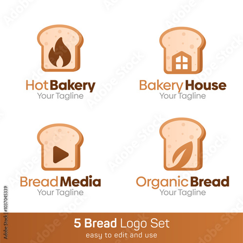 Bread Shape Logo Template Set. Good for Business, Agency, Community and Organization