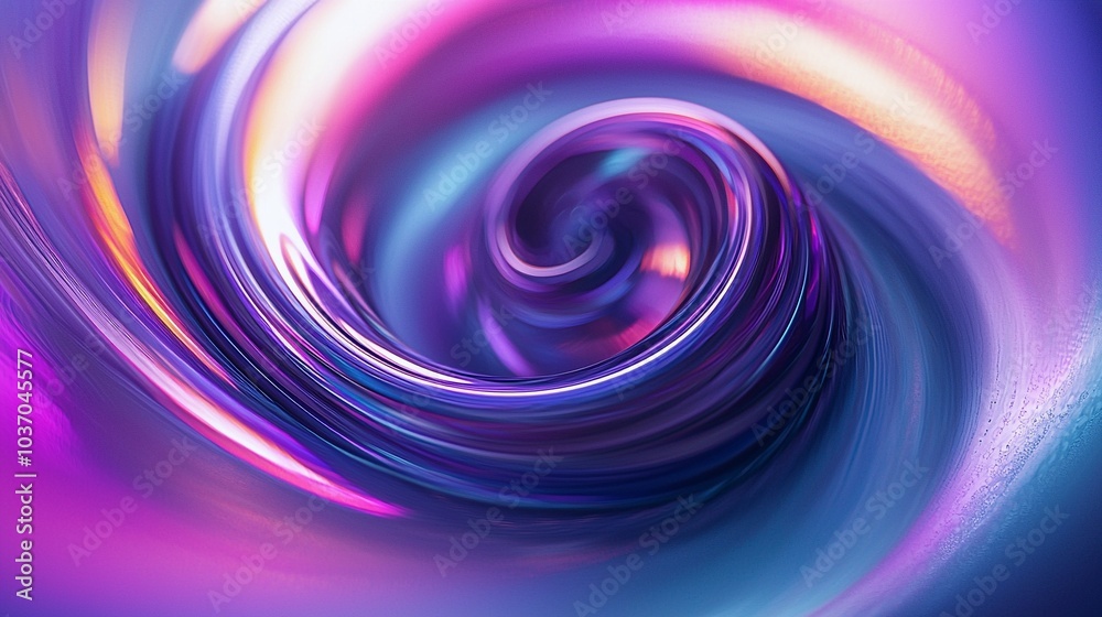 Hypnotic Iridescent Spiral in Purple and Blue Abstract Art