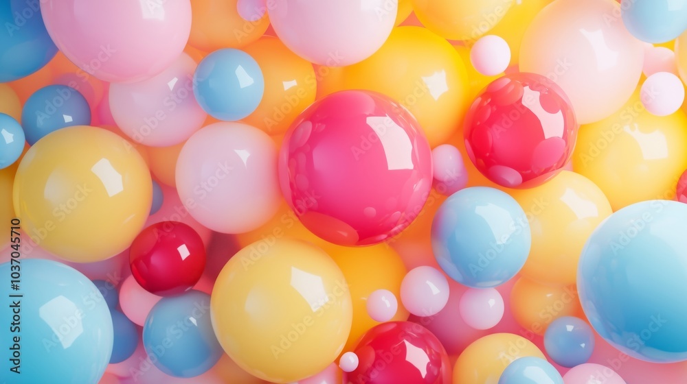 A Whimsical Array of Colorful Spheres and Bubbles in Abstract Art A Whimsical Array of Colorful Spheres and Bubbles in Abstract Art