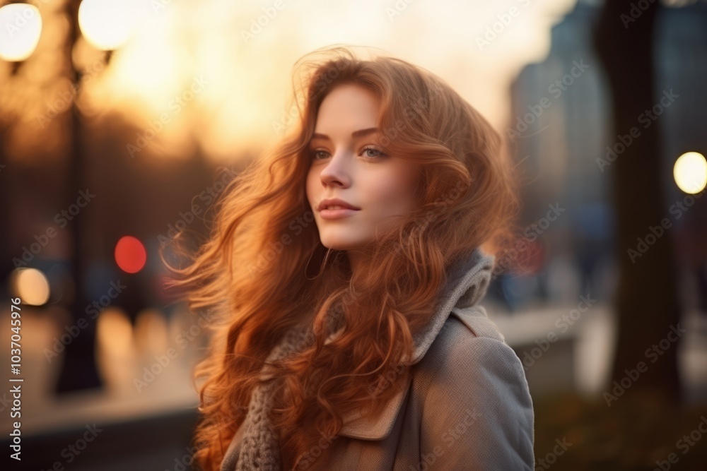 Portrait of a beautiful young woman in the city at sunset. Portrait of a beautiful young woman in the city at sunset.