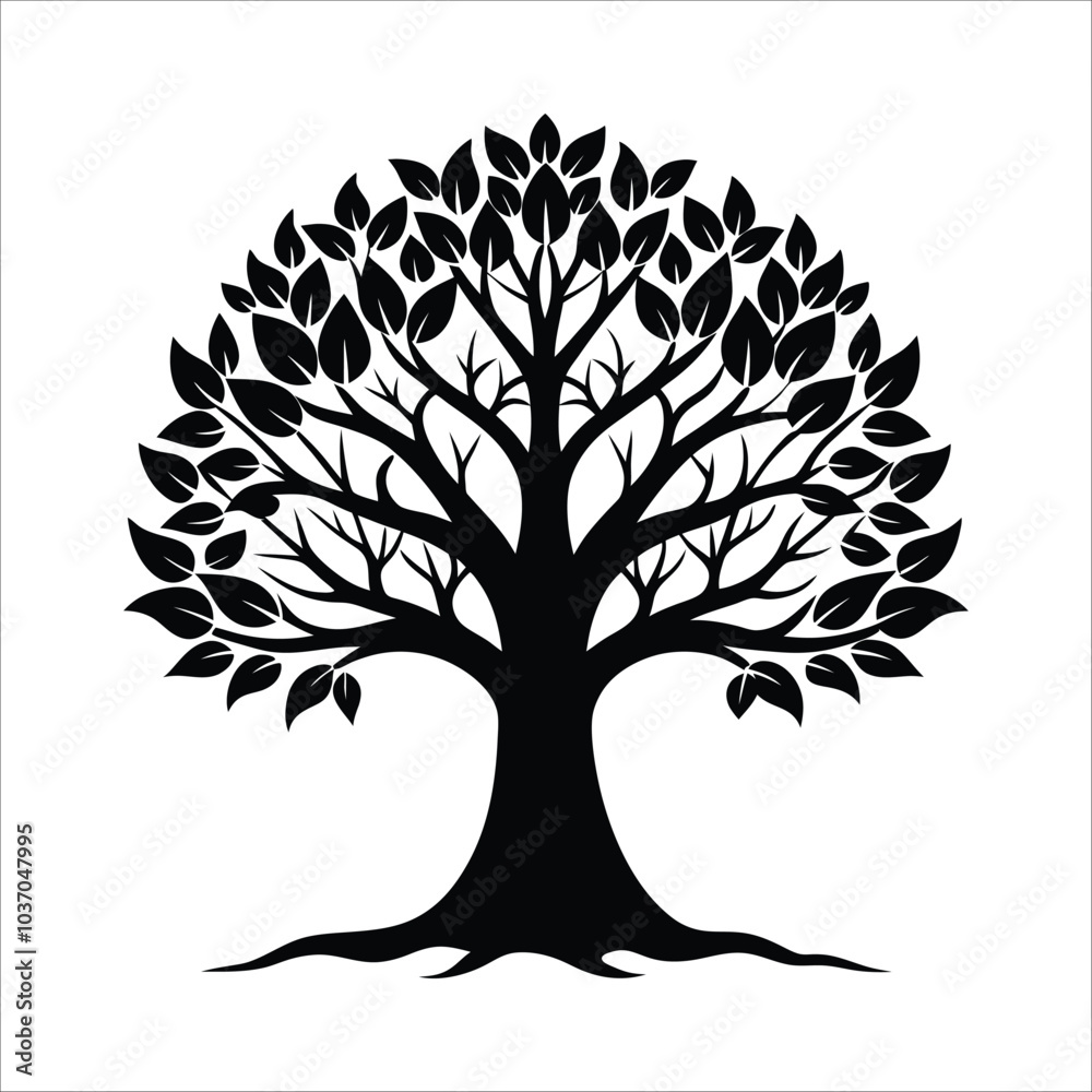 Obraz premium Set of plant and green black trees with its silhouette