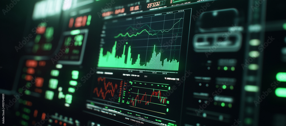 Financial analytics dashboard on computer screen. Business data analysis, stock market research and investment strategy concept, Ai Financial analytics dashboard on computer screen. Business data analysis, stock market research and investment strategy concept, Ai